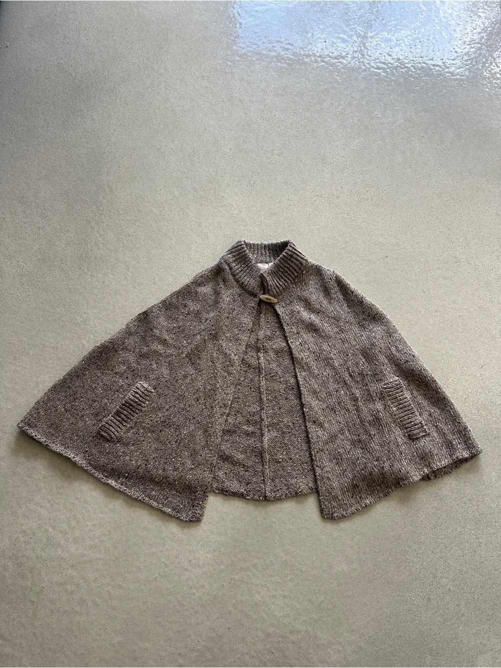 Doncaster Taupe Knit Cape with Toggle Collar